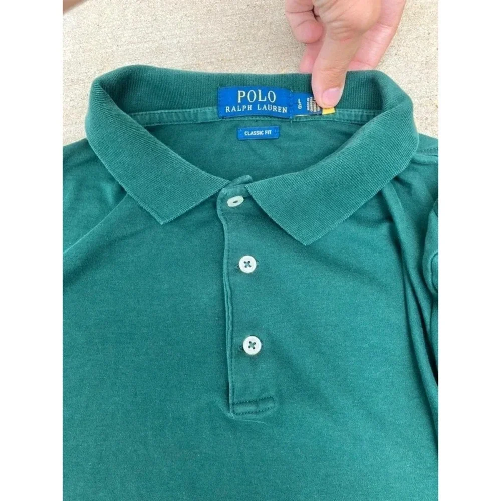 Polo Ralph Lauren Men's Classic Fit Solid Green Polo Short Sleeve Logo Size L